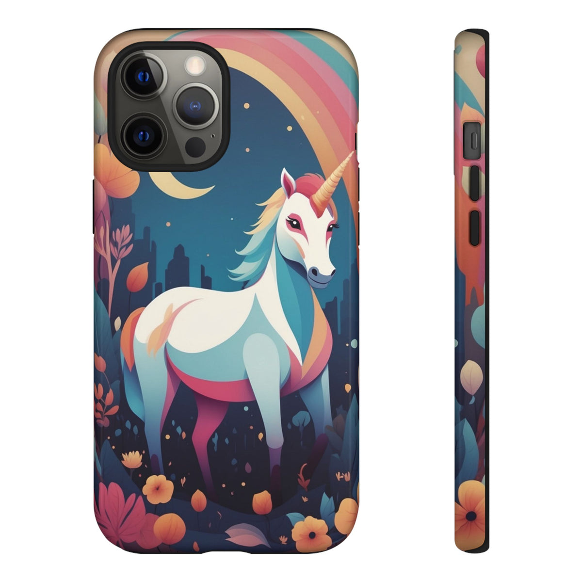Stylised Unicorn & Rainbow Design Phone Case - Multicolor Phone Case - iPhone 12 Pro Max / Glossy