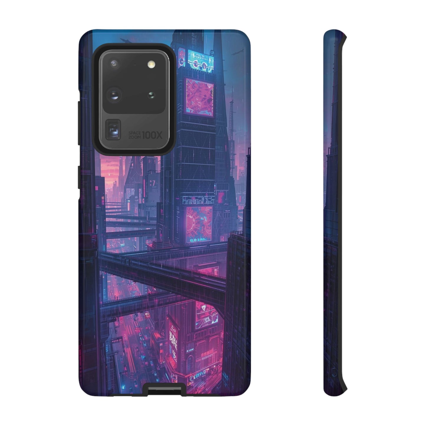 Neon Cyberpunk Megacity Sci-fi Phone Case - Blue Phone Case - Samsung Galaxy S20 Ultra / Glossy
