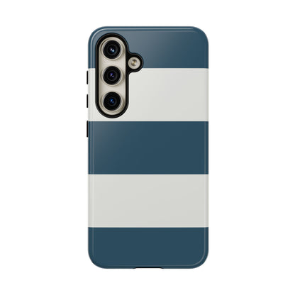 Samsung Galaxy S24 / Glossy Phone Case - Blue & White Horizontal Stripe Pattern Phone Case