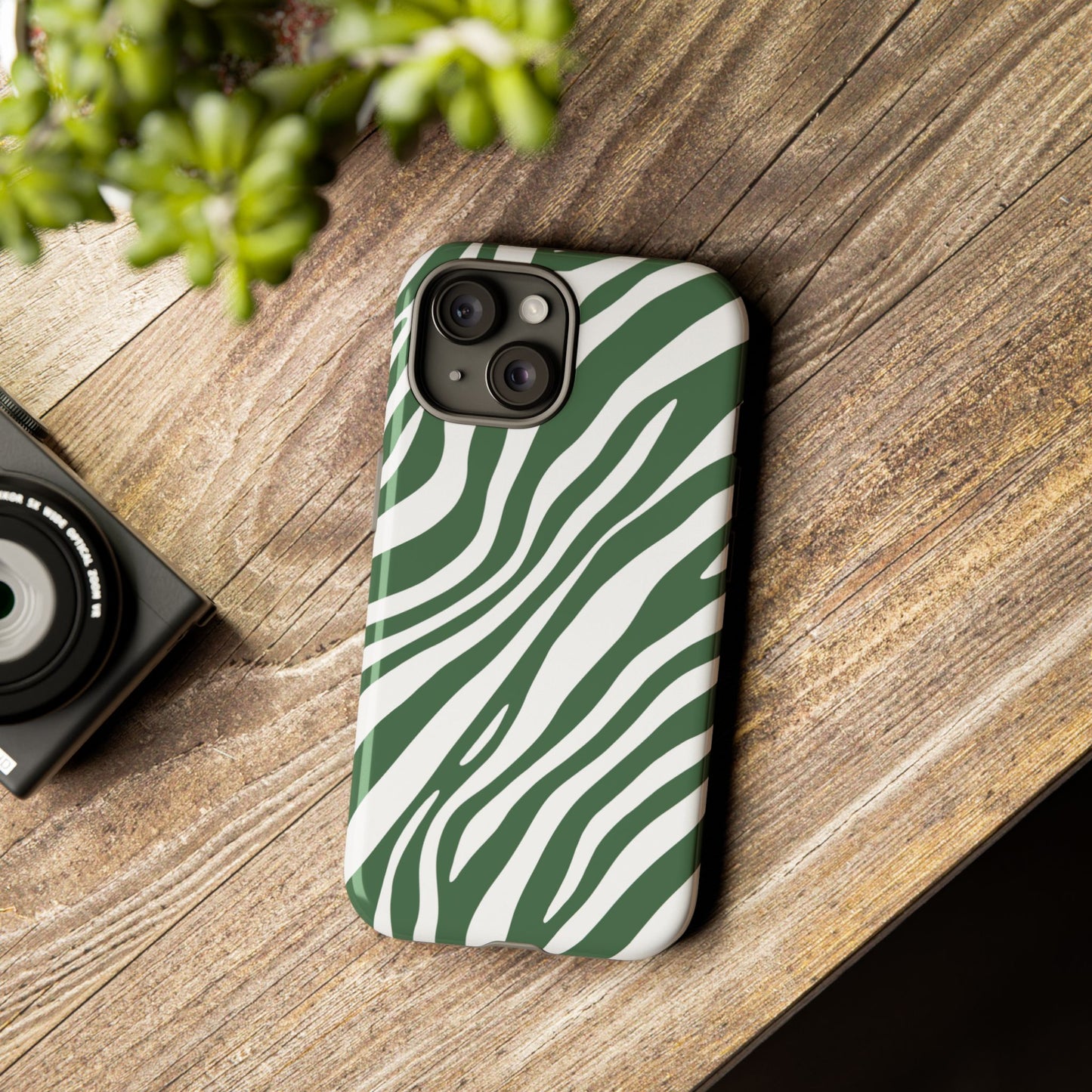Modern Sage Zebra Print Phone Case