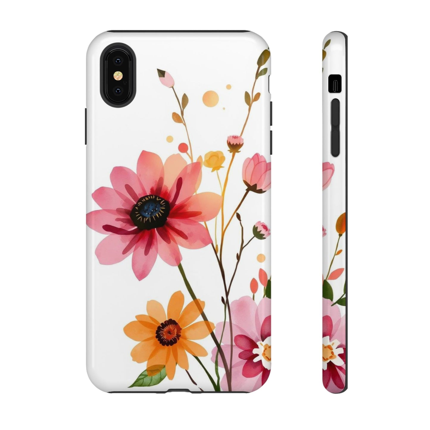 iPhone XS MAX / Glossy Phone Case - Watercolour Style Simple Wildflower Design Phone Case