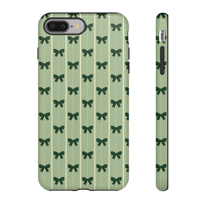 Retro Forest Green Bow Pattern Phone Case