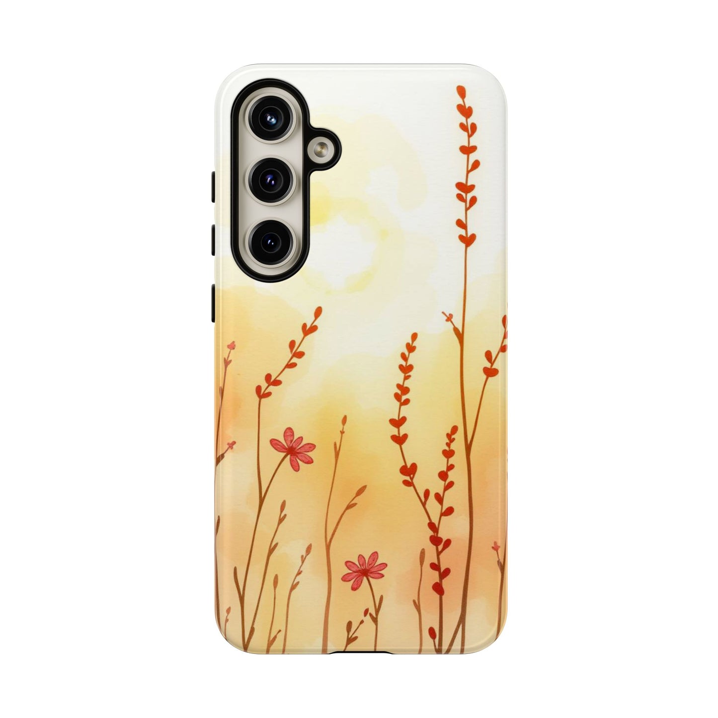 Samsung Galaxy S24 Plus / Glossy Phone Case - Boho Chic Watercolour Wildflower Dusk Pattern Phone Case