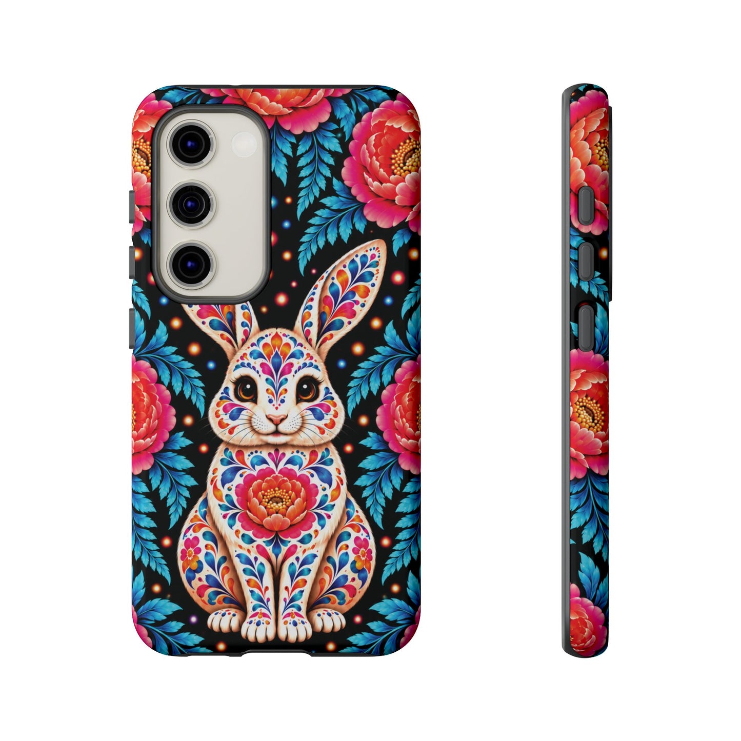 Cute Pink and Turquoise Calavera Bunny Phone Case - Multicolor Phone Case - Samsung Galaxy S23 / Glossy