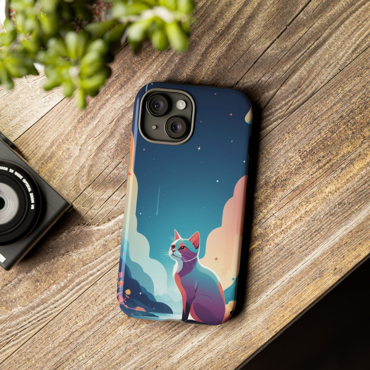 Stylised Cat Design Phone Case - Multicolor Phone Case