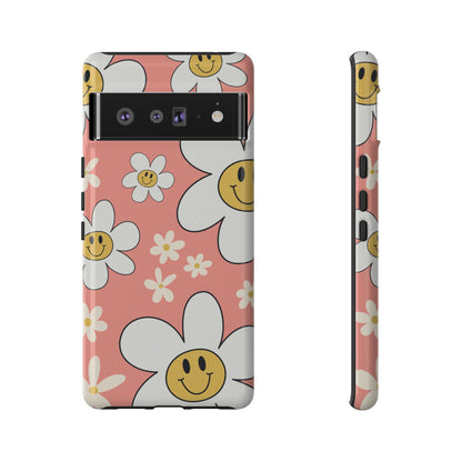 Fun Retro Daisy Pattern with Pink Background Phone Case - Pink Phone Case - Google Pixel 6 Pro / Glossy