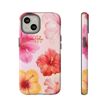 iPhone 14 / Glossy Phone Case - ’Pink Hibiscus Pattern #1’ Phone Case