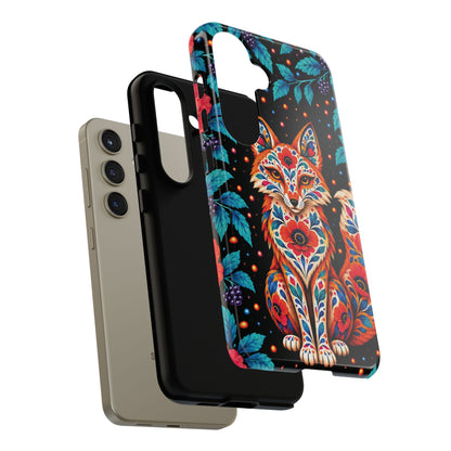 Vibrant Orange and Turquoise Calavera Fox Phone Case - Multicolor Phone Case