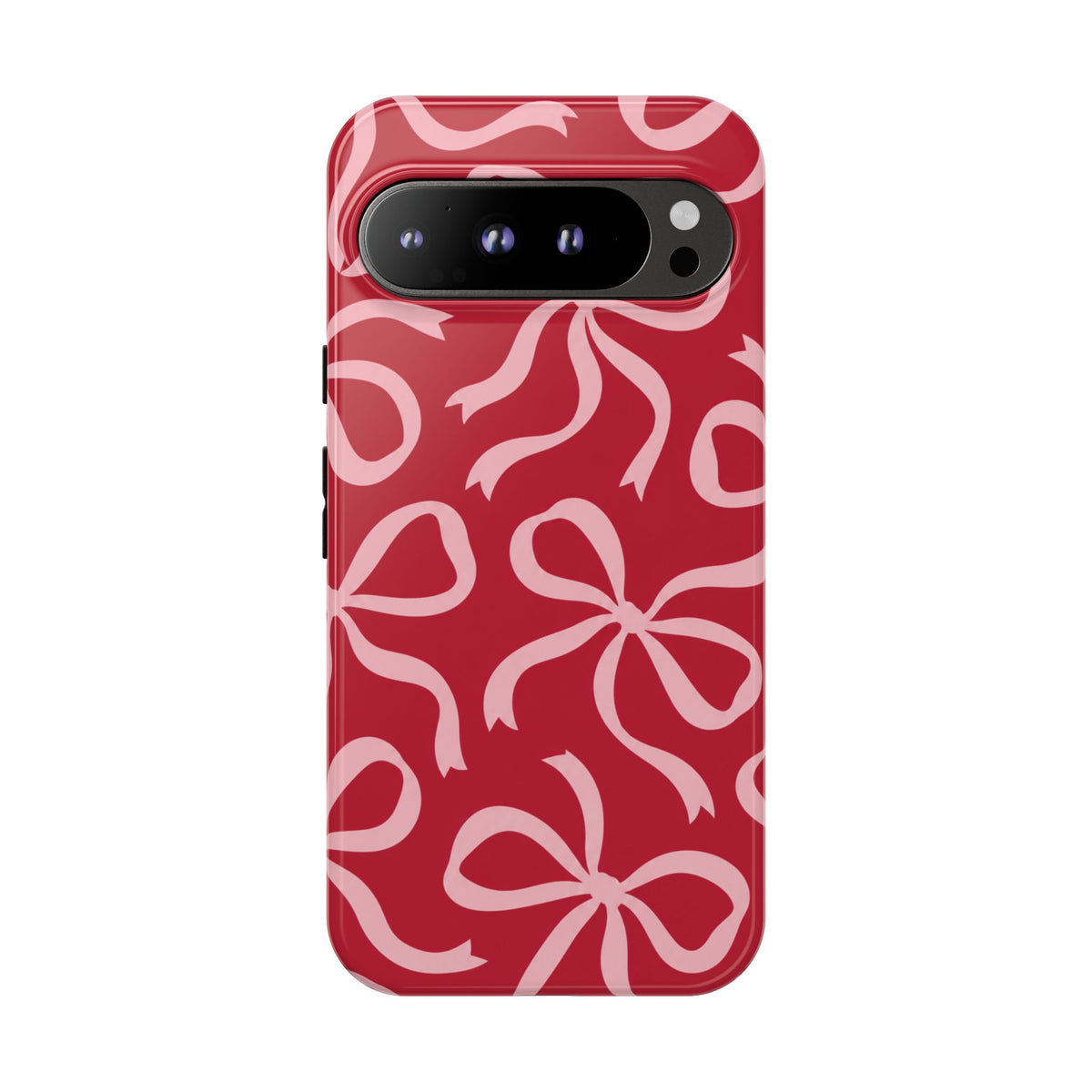 Bold Raspberry Red and Blush Pink Bow Pattern Phone Case