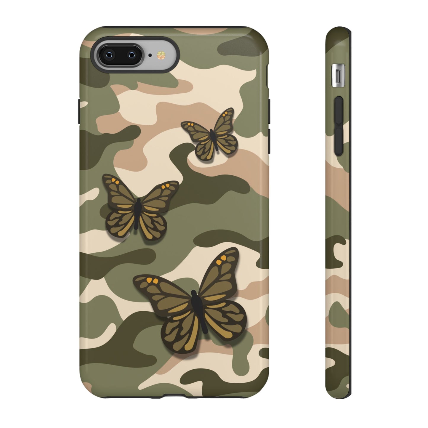 iPhone 8 Plus / Glossy Phone Case - Green Butterfly Camo Phone Case