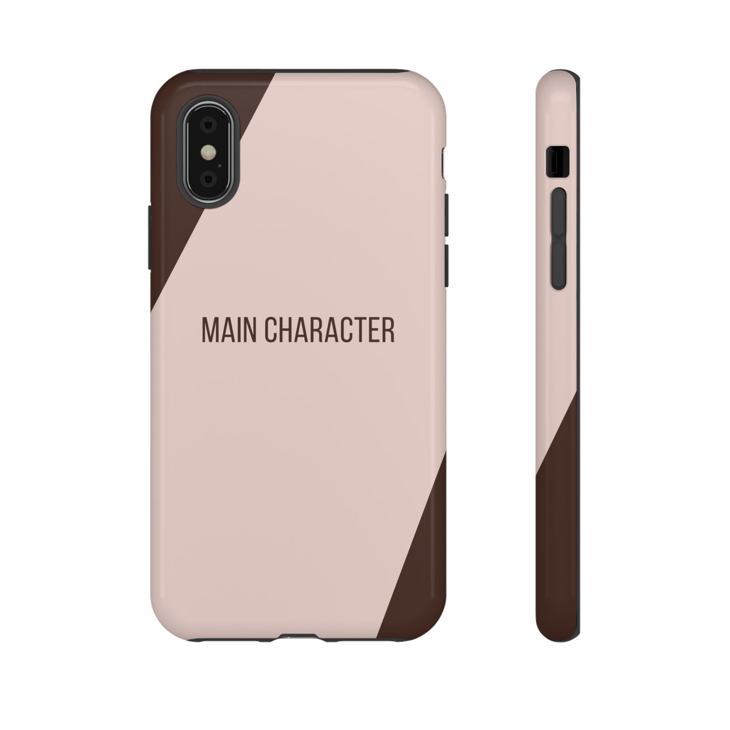 iPhone XS / Glossy Phone Case - Sassy Statement Case ’Main Character’ in Pink & Brown
