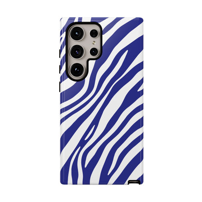 Modern Electric Blue Zebra Print Phone Case