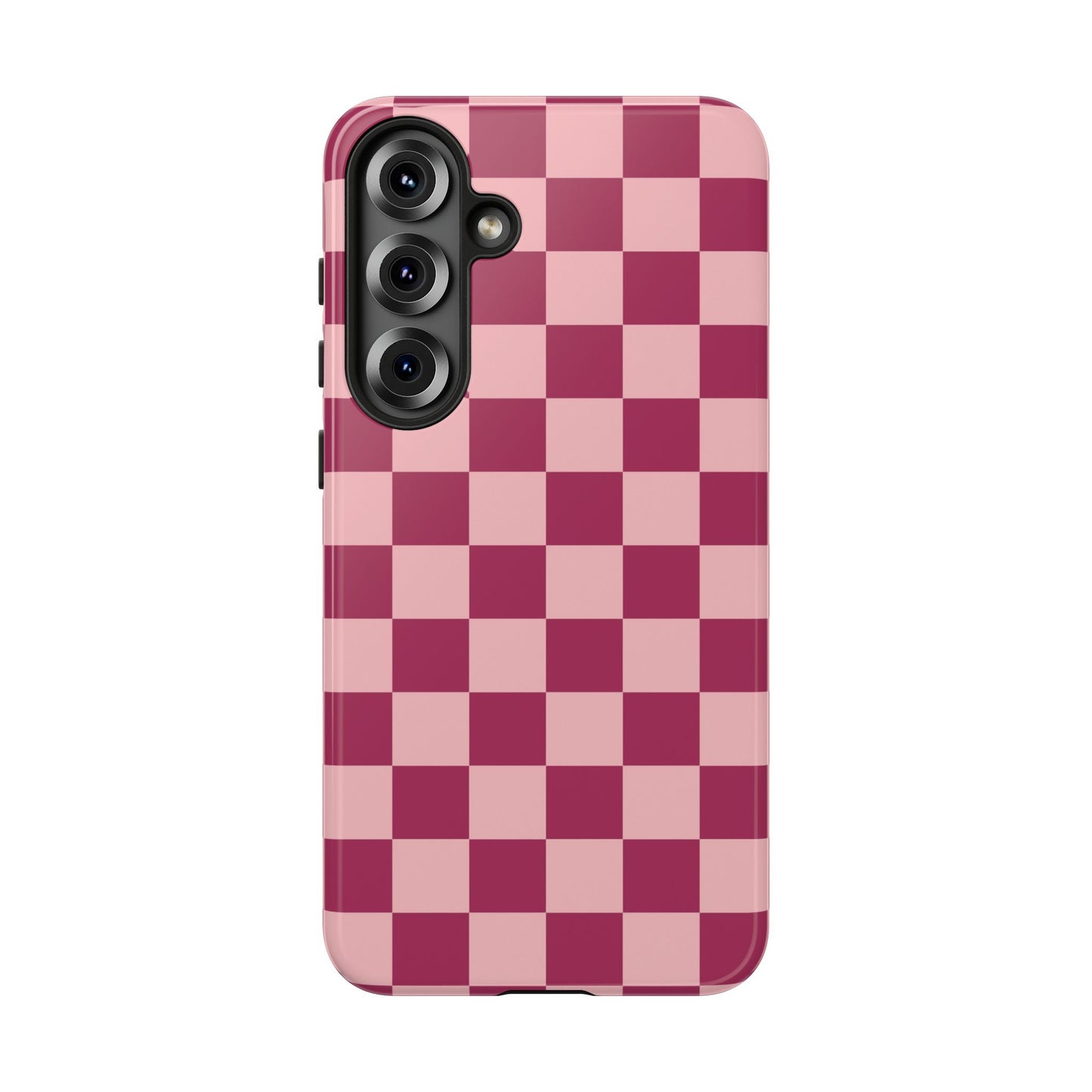 Samsung Galaxy S25 Plus / Glossy Phone Case - ’Pink Checkered Pattern’ Phone Case