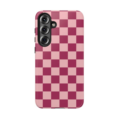 Samsung Galaxy S25 Plus / Glossy Phone Case - ’Pink Checkered Pattern’ Phone Case