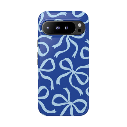 Bold Cobalt Blue and Powder Blue Bow Pattern Phone Case