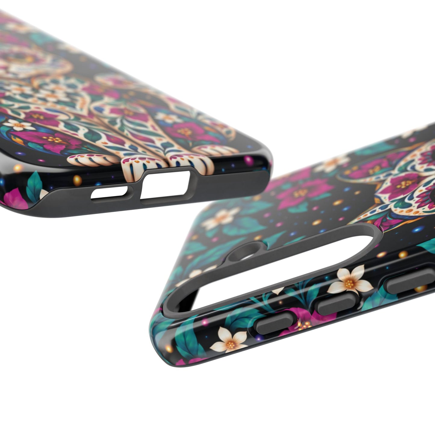 Vibrant Purple and Teal Calavera Cat Phone Case - Multicolor Phone Case