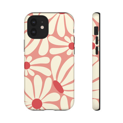 Cute Retro Pink Daisy Pattern Phone Case - Pink Phone Case - iPhone 12 Mini / Glossy