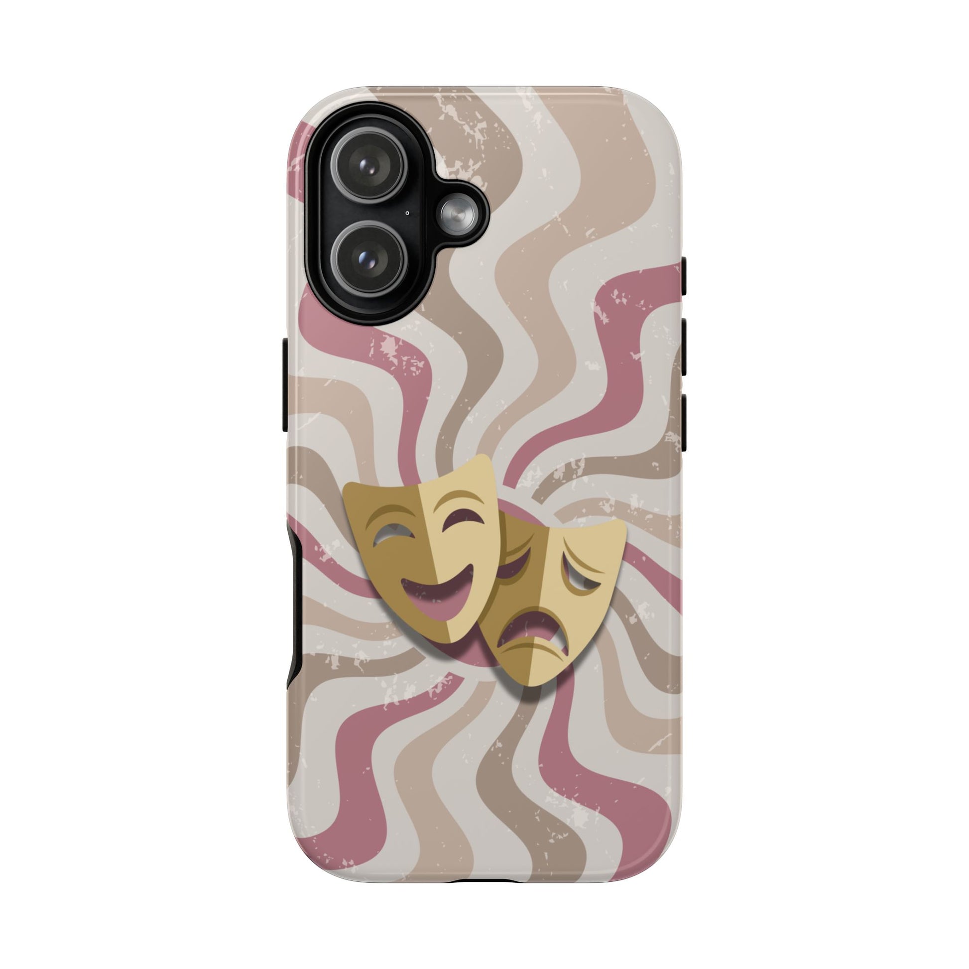 Comedy & Tragedy Masks – Pink Minimal Retro Wave Phone Case - Pink Phone Case - iPhone 17 / Glossy