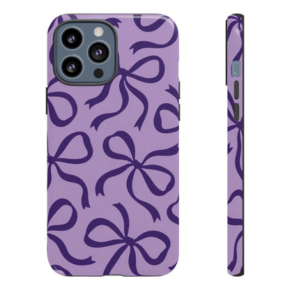 Bold Lilac and Deep Purple Bow Pattern Phone Case