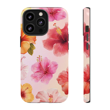 iPhone 13 Pro / Glossy Phone Case - ’Pink Hibiscus Pattern #2’ Phone Case
