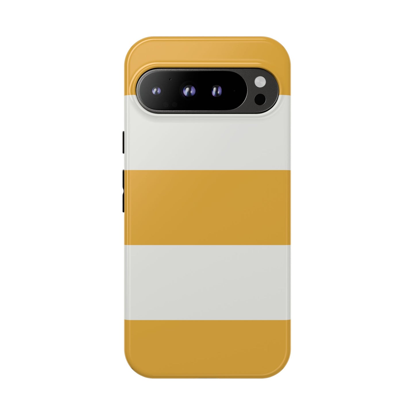 Google Pixel 9 Pro XL / Glossy Phone Case - Yellow & White Horizontal Stripe Pattern Phone Case