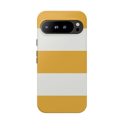 Google Pixel 9 Pro XL / Glossy Phone Case - Yellow & White Horizontal Stripe Pattern Phone Case