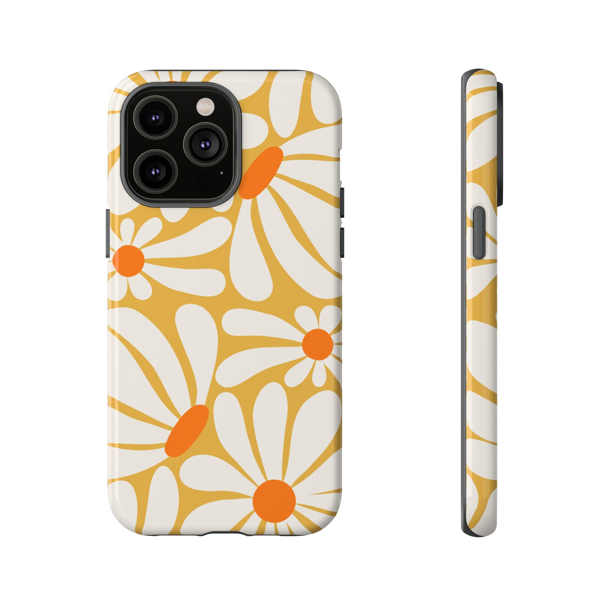 Retro Yellow Daisy Pattern Phone Case - Yellow Phone Case - iPhone 14 Pro Max / Glossy