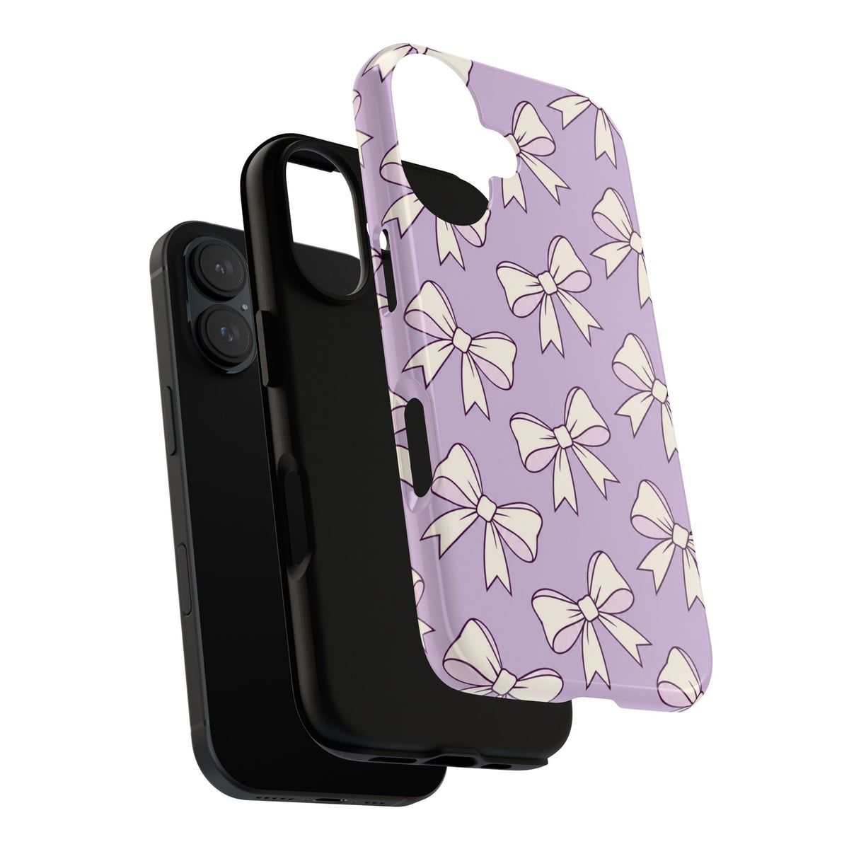 Chic Lilac Bow Pattern Phone Case