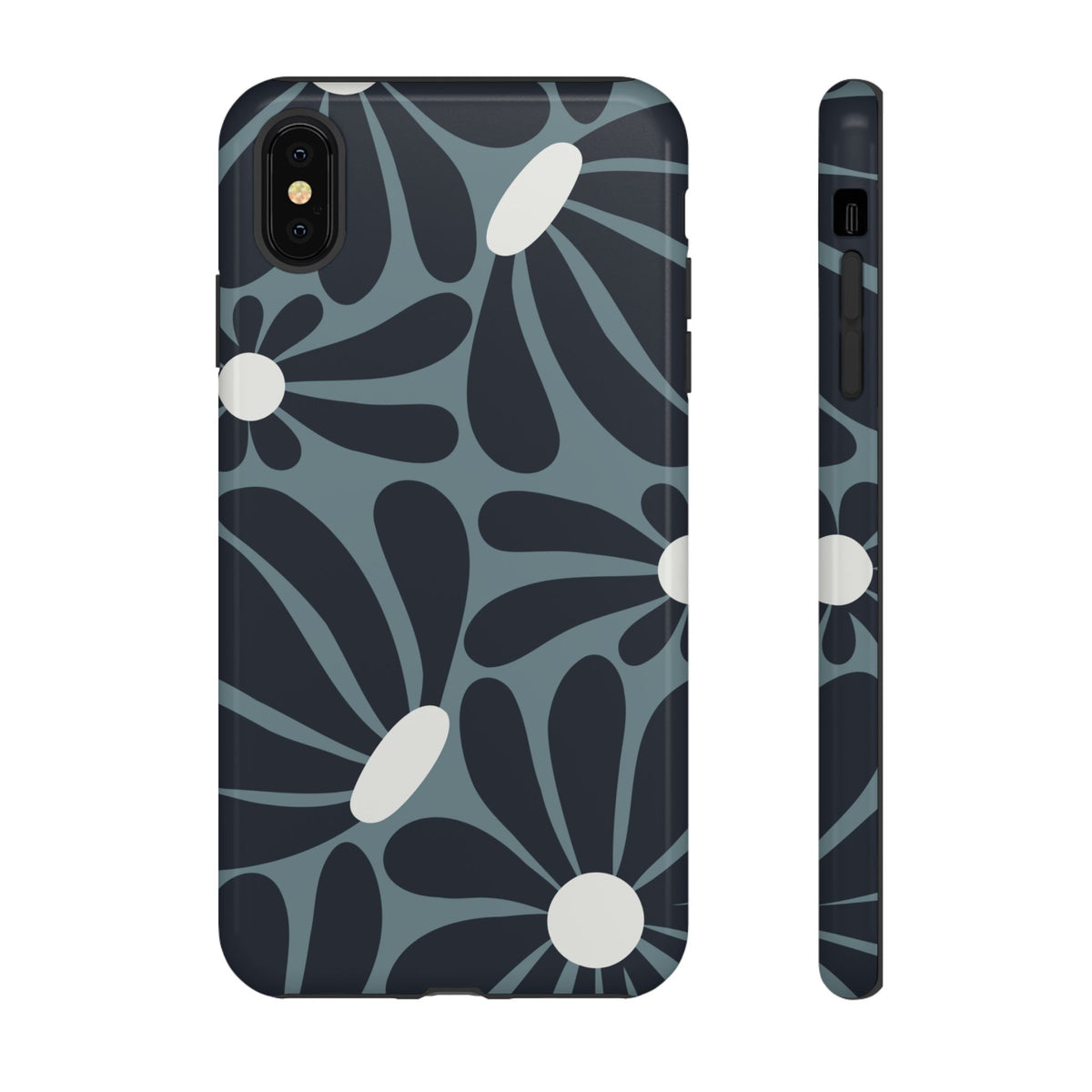 Retro Navy Blue & White Daisy Pattern Phone Case - Blue Phone Case - iPhone XS MAX / Glossy