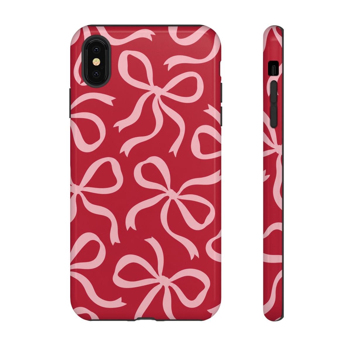Bold Raspberry Red and Blush Pink Bow Pattern Phone Case