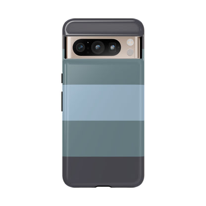 Google Pixel 8 Pro / Glossy Phone Case - Shades of Blue Horizontal Stripe Pattern Phone Case
