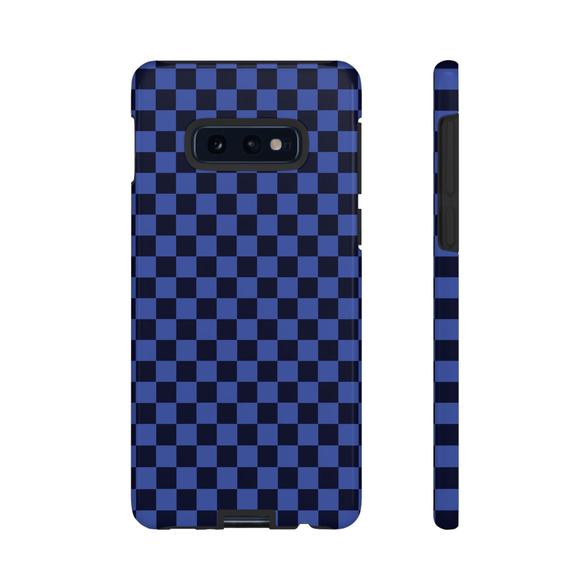 Samsung Galaxy S10E / Glossy Phone Case - ’Bold Blue Checkered Pattern’ Phone Case