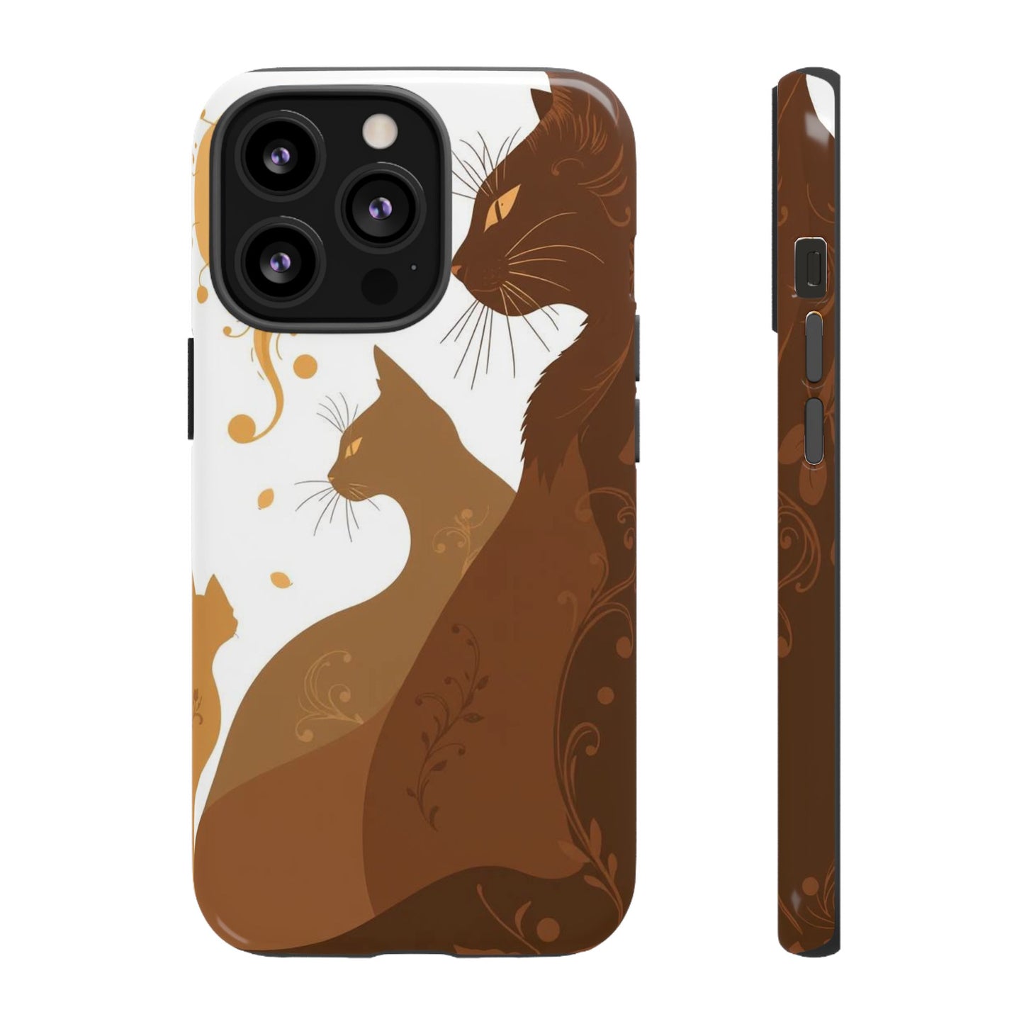 iPhone 13 Pro / Glossy Phone Case - Abstract Cat Pattern Design Phone Case