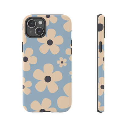 Cute Light Blue & Cream Daisy Pattern Phone Case - Blue Phone Case - iPhone 15 Plus / Glossy