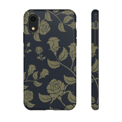iPhone XR / Glossy Phone Case - ’Blue & Olive Rose Pattern’ Phone Case