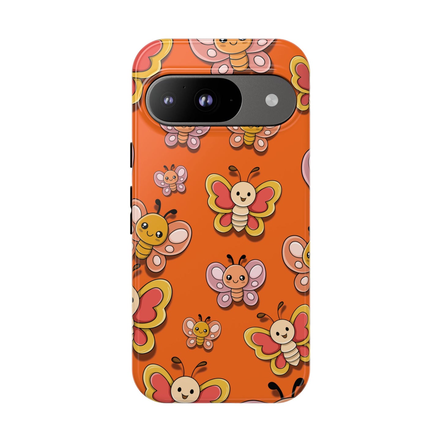 Google Pixel 9 / Glossy Phone Case - Orange Butterfly Sticker Design Phone Case
