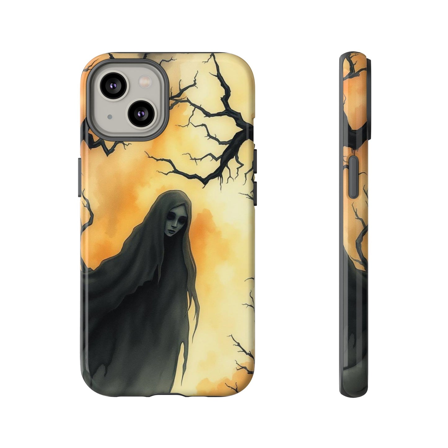 iPhone 14 / Glossy Phone Case - Watercolour Gothic Deathly Woman Phone Case