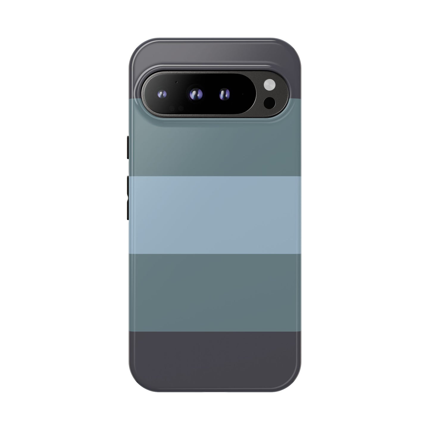 Google Pixel 9 Pro XL / Glossy Phone Case - Shades of Blue Horizontal Stripe Pattern Phone Case