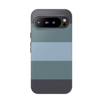 Google Pixel 9 Pro XL / Glossy Phone Case - Shades of Blue Horizontal Stripe Pattern Phone Case