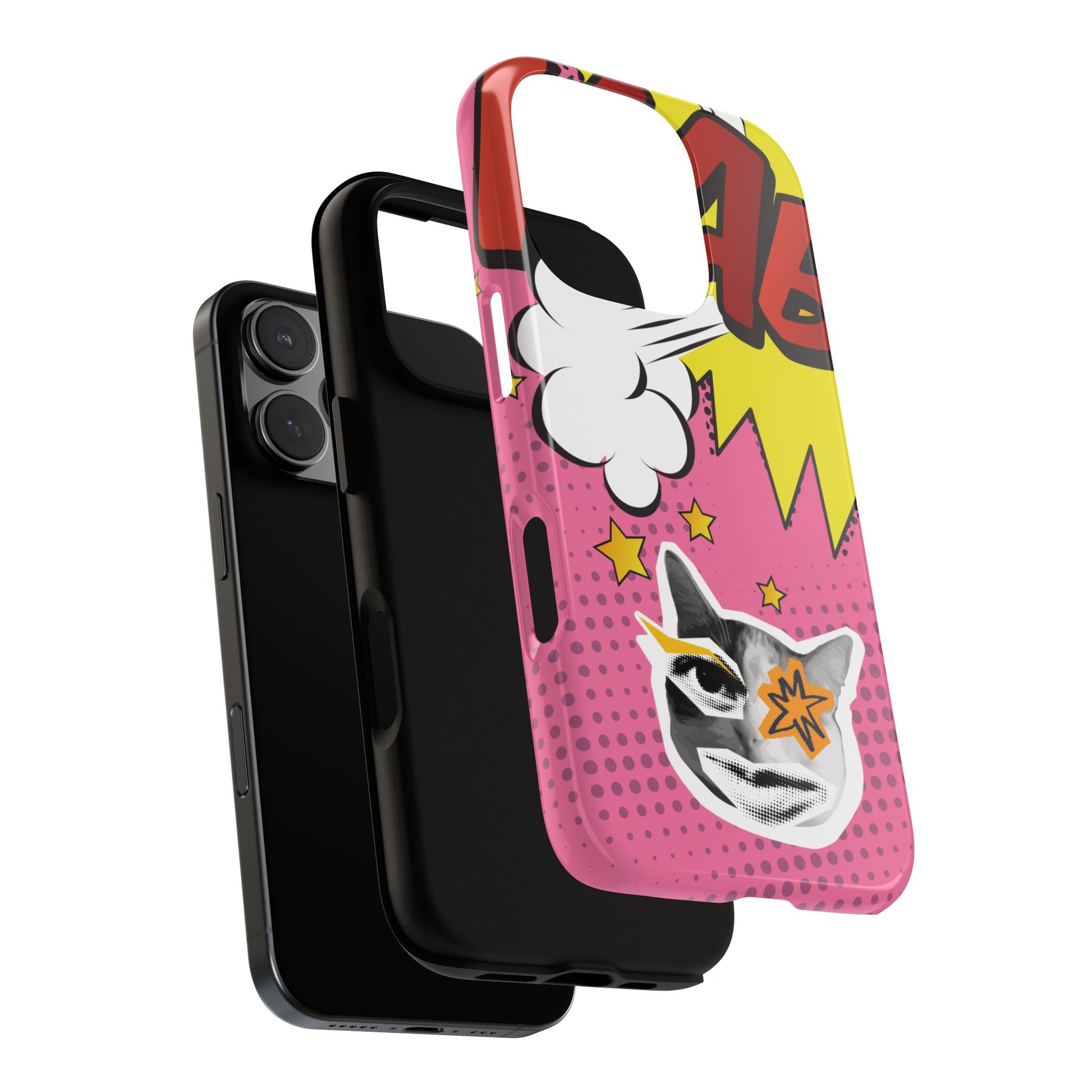 Bold Pink Pop Art Cat Phone Case - Pink Phone Case