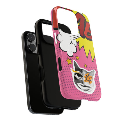 Bold Pink Pop Art Cat Phone Case - Pink Phone Case