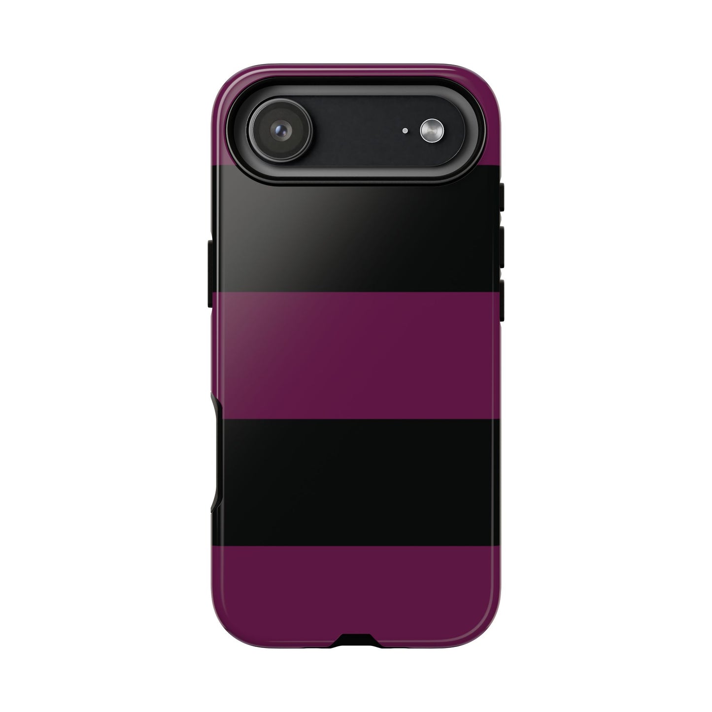 iPhone 17 Air / Glossy Phone Case - Purple & Black Horizontal Stripe Pattern Phone Case