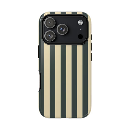 iPhone 17 Pro / Glossy Phone Case - ’Green & Beige Stripe Pattern’ Phone Case