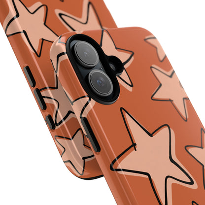 Burnt Orange Doodle Star Phone Case