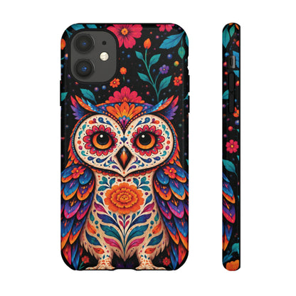 Vibrant Orange and Turquoise Calavera Owl Phone Case - Multicolor Phone Case - iPhone 11 / Glossy