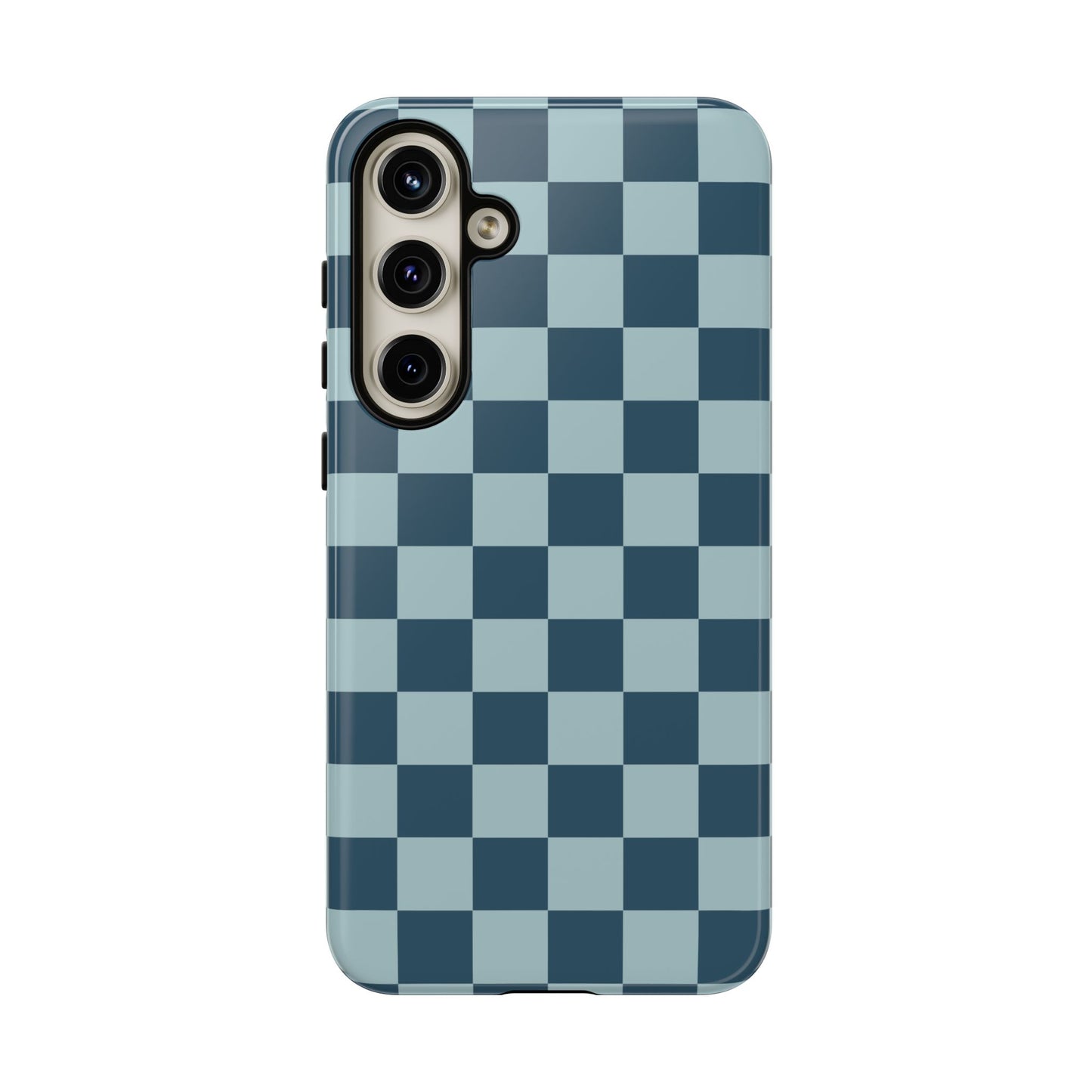 Samsung Galaxy S24 Plus / Glossy Phone Case - ’Blue Checkered Pattern’ Phone Case