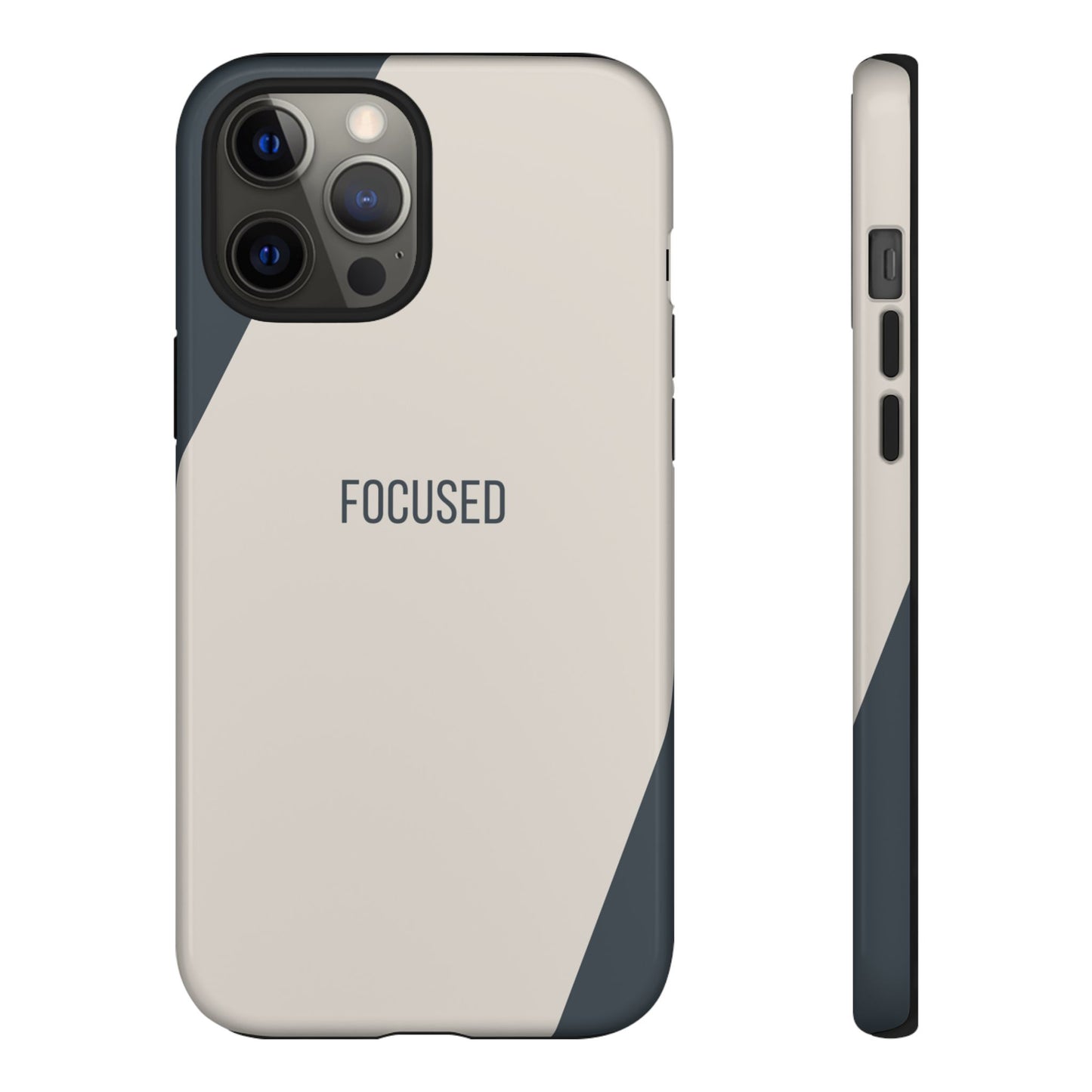 iPhone 12 Pro Max / Glossy Phone Case - Sassy Statement Case ’Focused’ in Beige & Blue