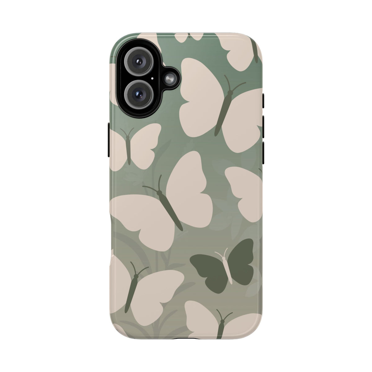 Minimalist Light Green Butterfly Pattern Phone Case - Green Phone Case - iPhone 16 Plus / Glossy