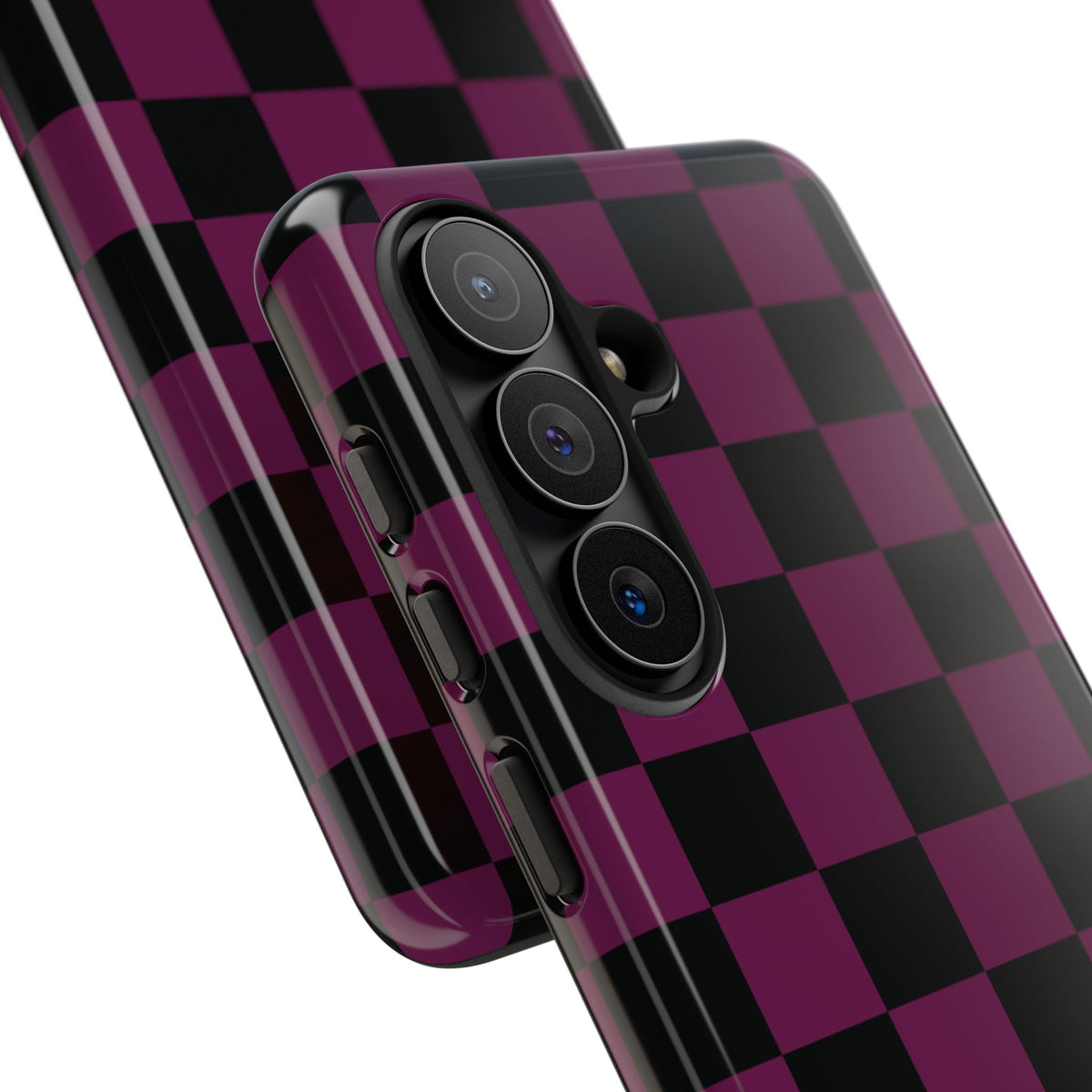 Trendy Plum & Black Checked Pattern Phone Case - Purple Phone Case