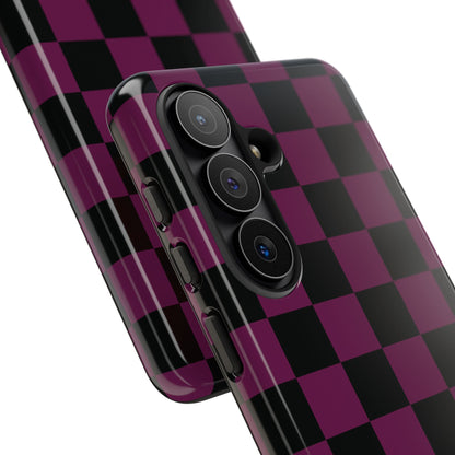 Trendy Plum & Black Checked Pattern Phone Case - Purple Phone Case